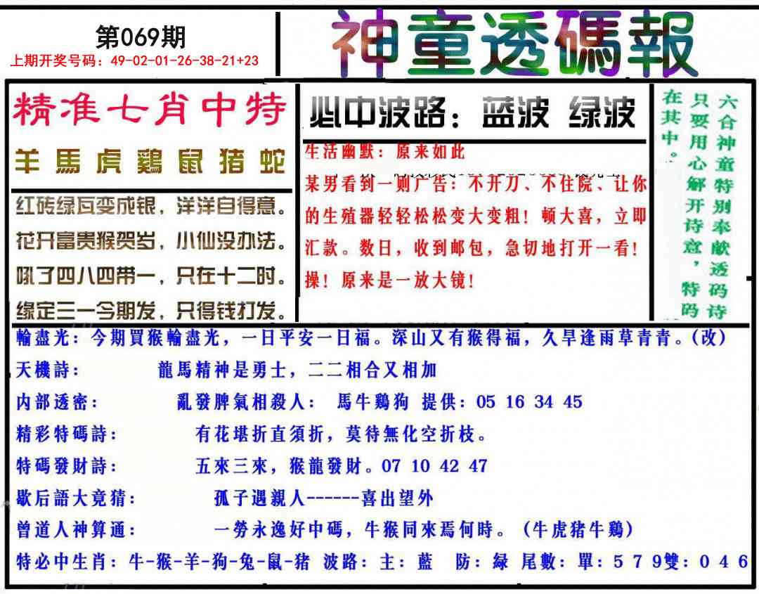 069期神童透码报[图]