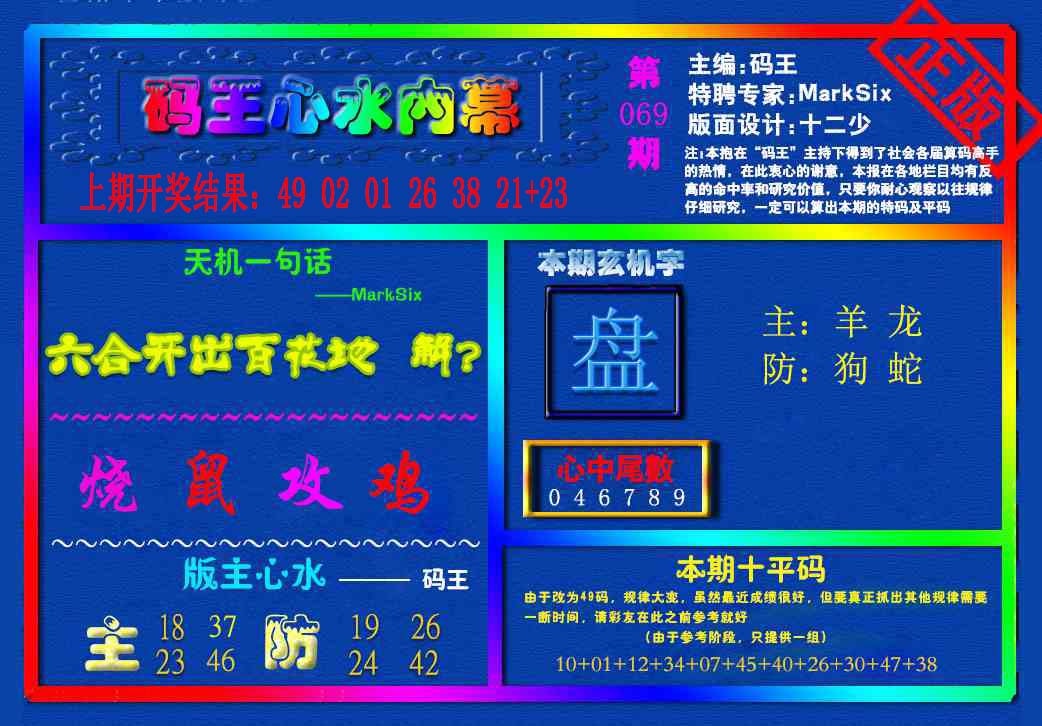 069期{码王雷锋}内幕报[图]