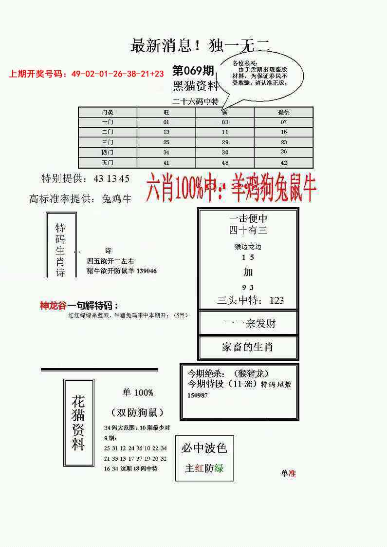 069期独一无二(正)[图]