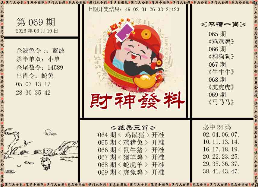 069期财神发料[图]