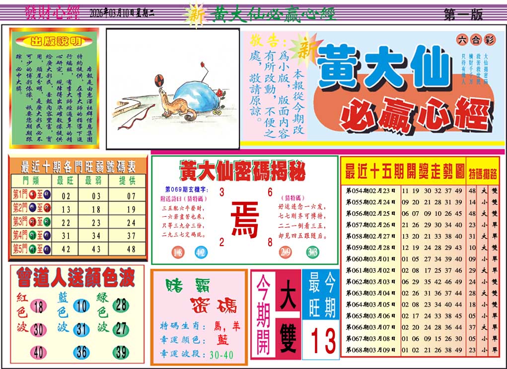 069期黄大仙必赢心经A[图]