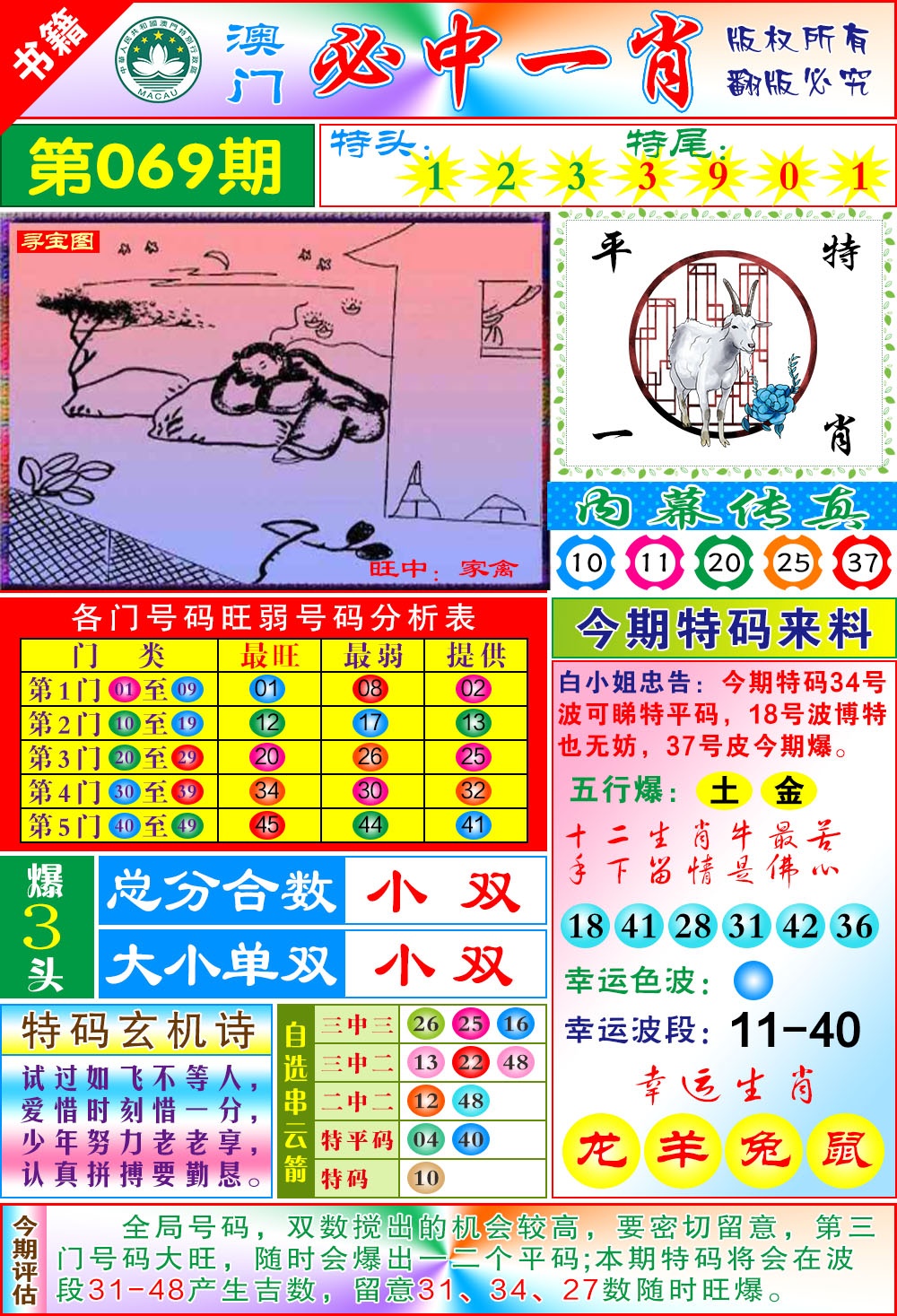 069期澳门玄机一特[图]