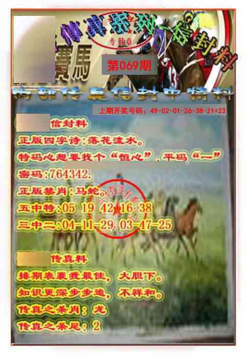069期马会传真-信封料[图]