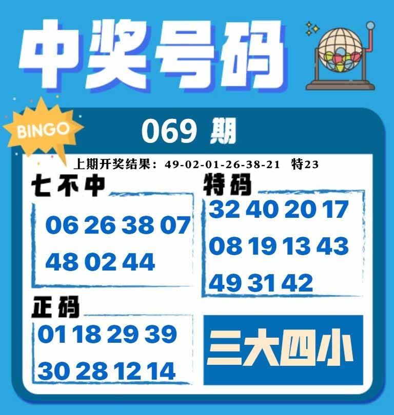 069期中奖号码[图]